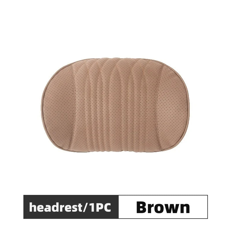 Memory Foam Car Lumbar Support Cushion Breathable Leather Seat Protection Neck Pillow Universal Car Seat Rest Pillow Accessories