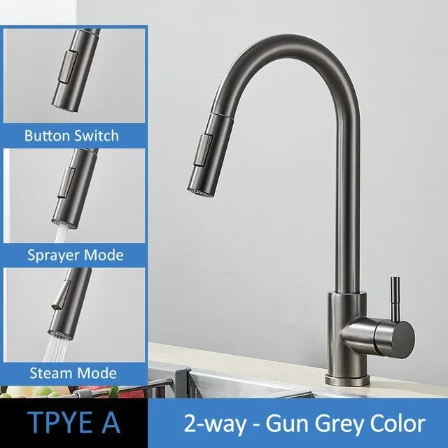 Kitchen Faucet Two Function Single Handle Pull Out Mixer Hot and Cold Water Taps