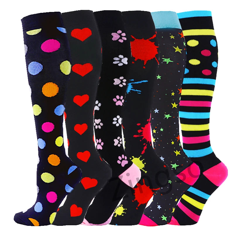 3/67 Pair Compression Stocking Women Men Knee High 30mmHg Edema Diabetes Varicose Veins Running Travel Sport Compression Socks