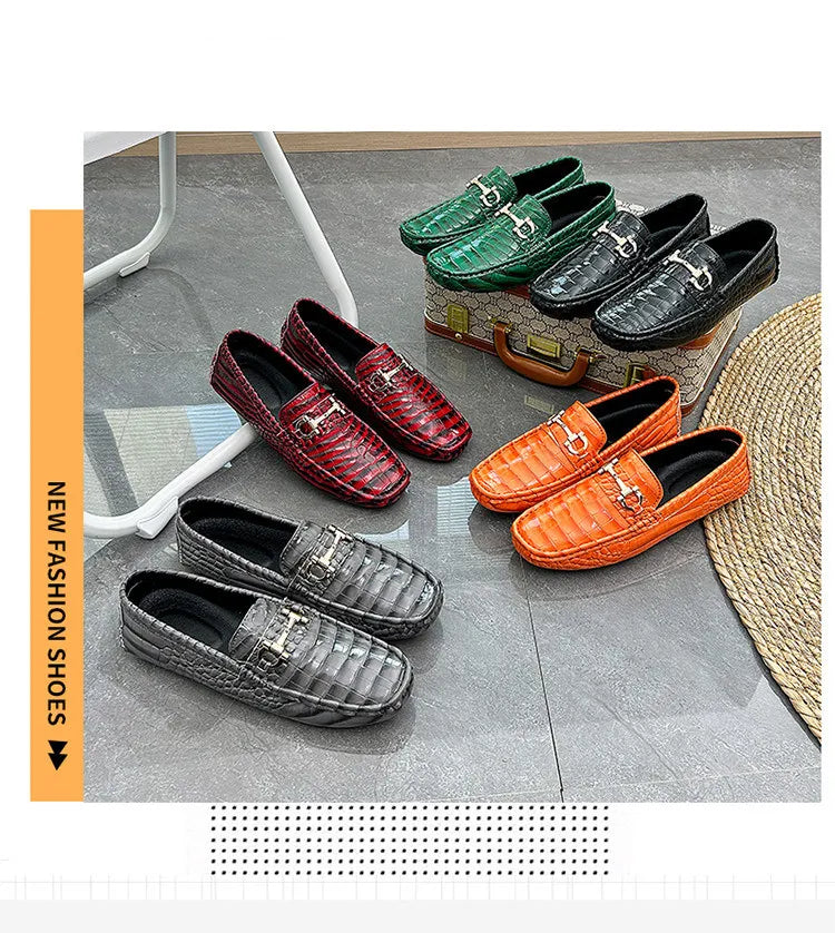 High Quality Luxury Green Snakeskin Leather Men Casual Comfort Lightweight Plus Size 48