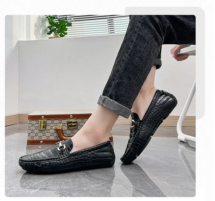 High Quality Luxury Green Snakeskin Leather Men Casual Comfort Lightweight Plus Size 48