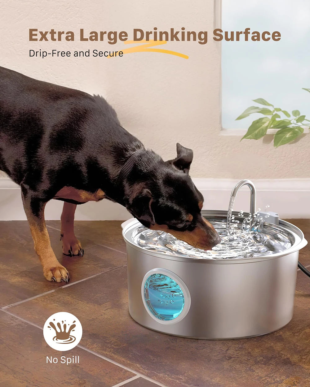 7L Large Capacity Stainless Steel Cat Water Fountain Dog Pet Automatic Water Feeder