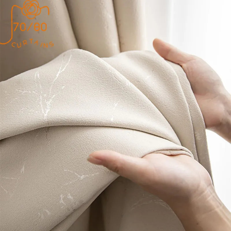 Customized Lightning Jacquard Thickened Chenille Blackout Curtains for Living Room Bedroom French Window