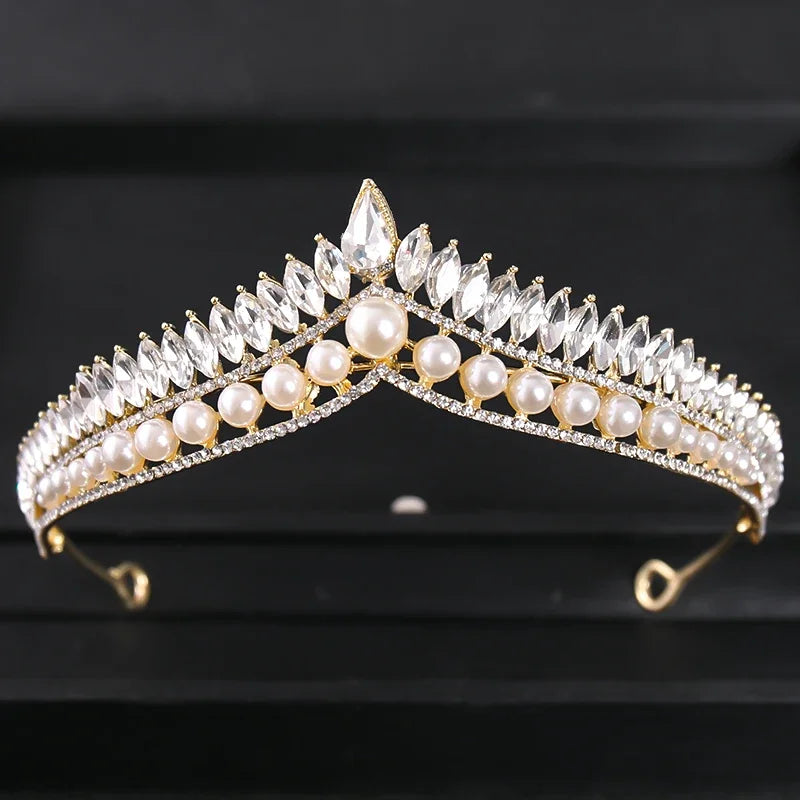 Gold Color Luxury Crystal Wedding Tiaras Crowns Party Rhinestone Prom Bridal Diadem Crown Tiara Hair Jewelry