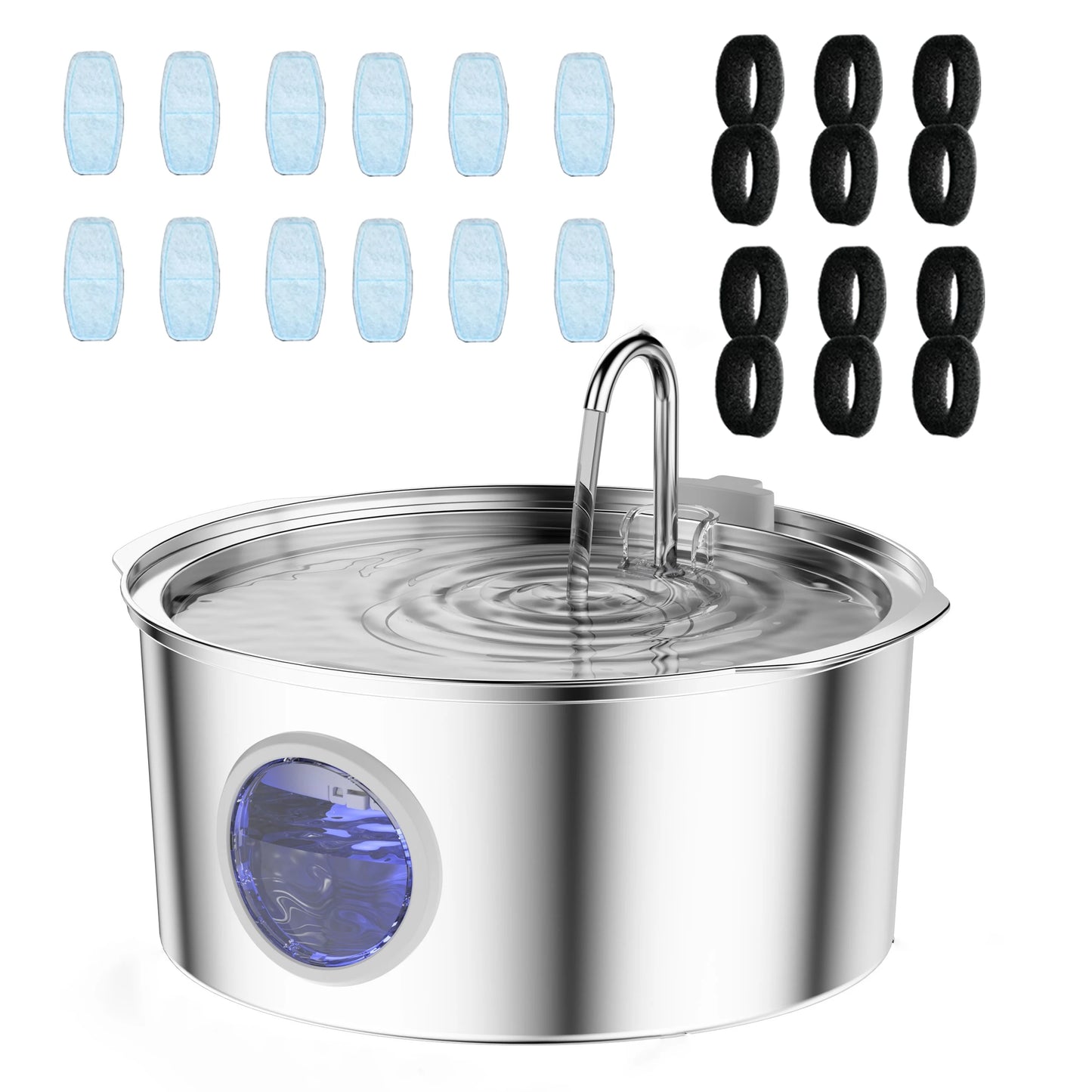 7L Large Capacity Stainless Steel Cat Water Fountain Dog Pet Automatic Water Feeder