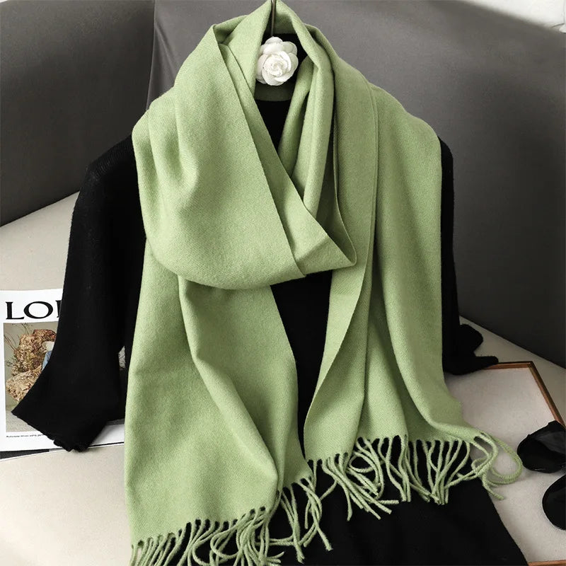 Color Solid Women Winter Scarf Warm Thicken Cashmere Shawl