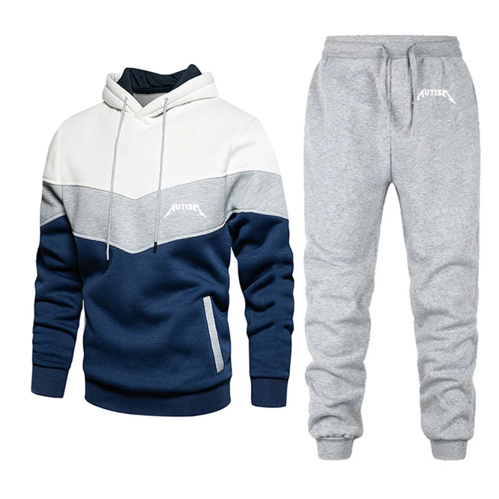 Spring Autumn Men's High Quality Long Sleeve Hooded + Leisure Pants