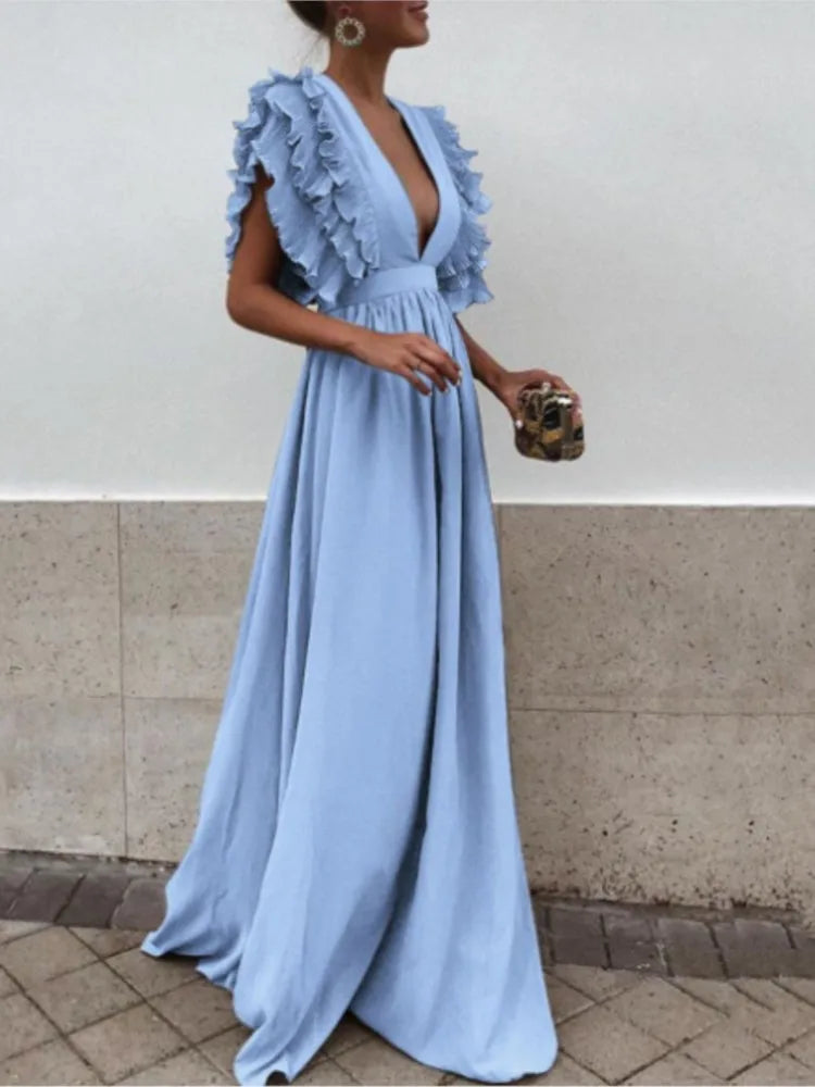 Elegant Sexy V-neck Backless Dress