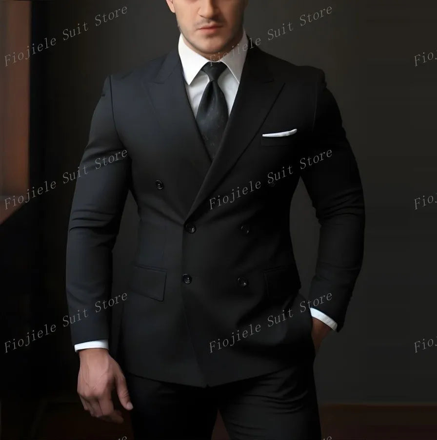 Men Business Formal Occasion Tuxedos Suit 2 Piece Set Blazer Pants