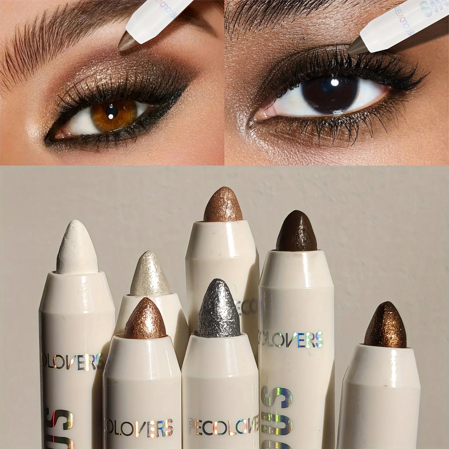 1PC Waterproof Eyeshadow Sticks Long Lasting Shimmer Glitter and Matte Neutral Brown Eyeshadow Pencil Crayon