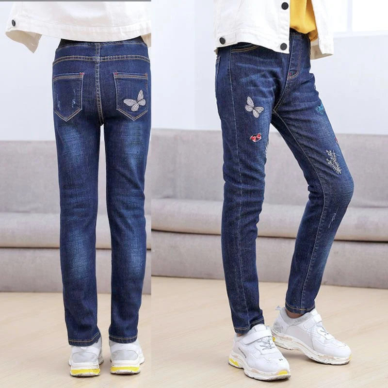 Casual Embroidery Design Kids Teen Jeans