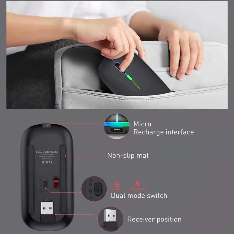 LED Wireless Mouse USB Rechargeable