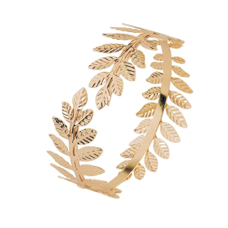 European and American new fashion personality golden leaf pearl headband bridal crown baroque party headgear