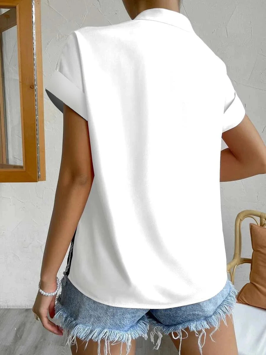 Elegant Summer V-neck Women's Shirt