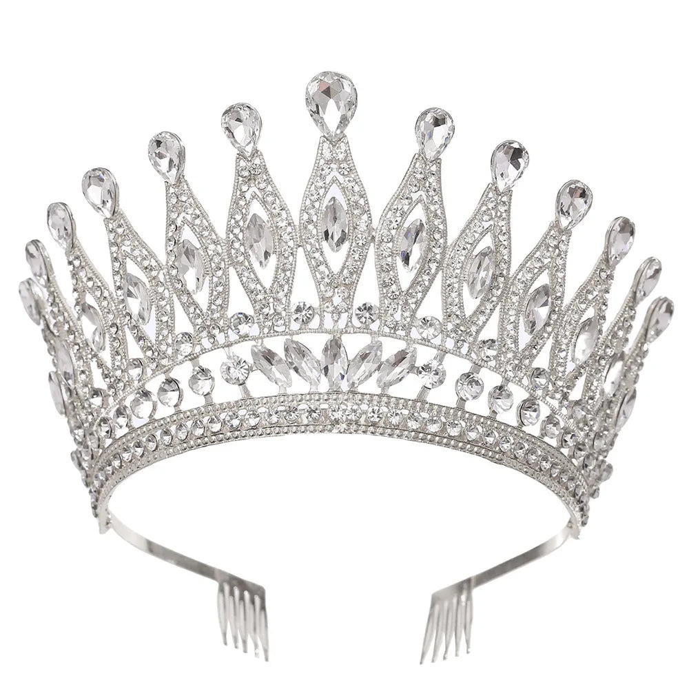 Baroque Large Crystal Crows Tiaras Diadem Comb For Bridal Wedding Party