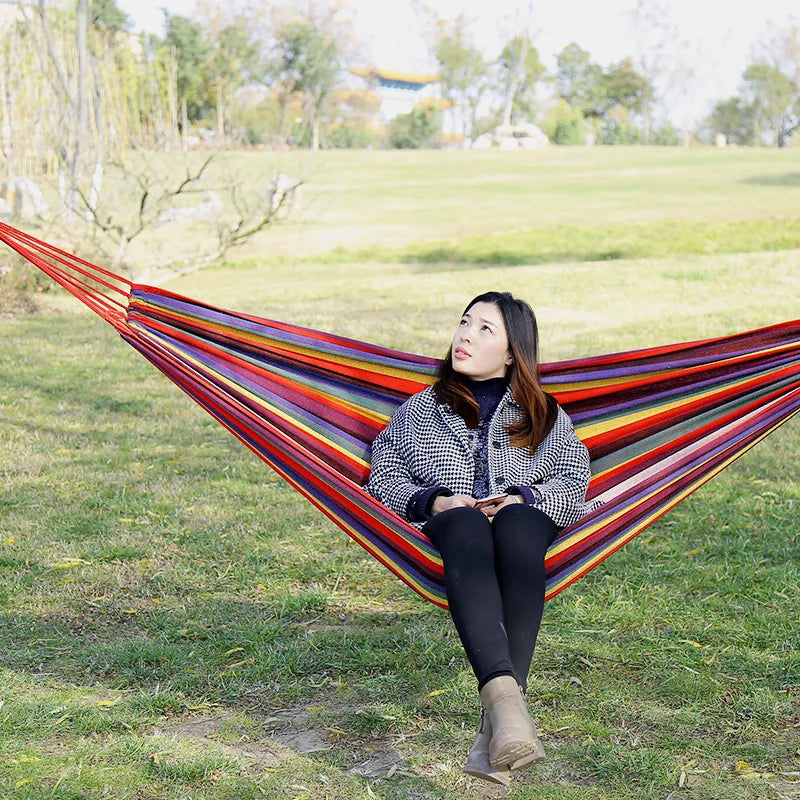 Canvas Single Hammock Outdoor Camping Indoor Children's Swing Thickened Striped