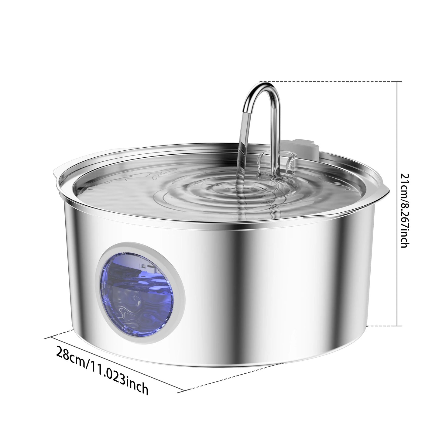 7L Large Capacity Stainless Steel Cat Water Fountain Dog Pet Automatic Water Feeder