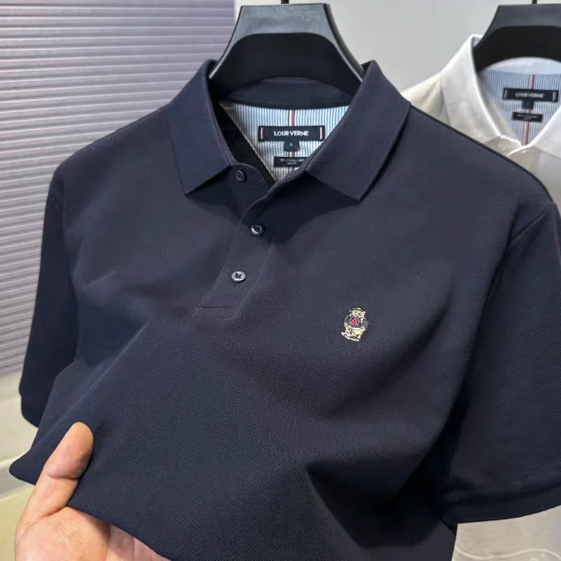 100% cotton high-end brand men short sleeve polo shirt cartoon bear embroidery comfort texture skin friendly breathable T-shirt