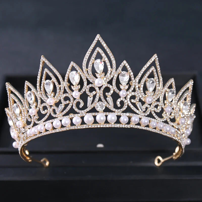 Gold Color Luxury Crystal Wedding Tiaras Crowns Party Rhinestone Prom Bridal Diadem Crown Tiara Hair Jewelry