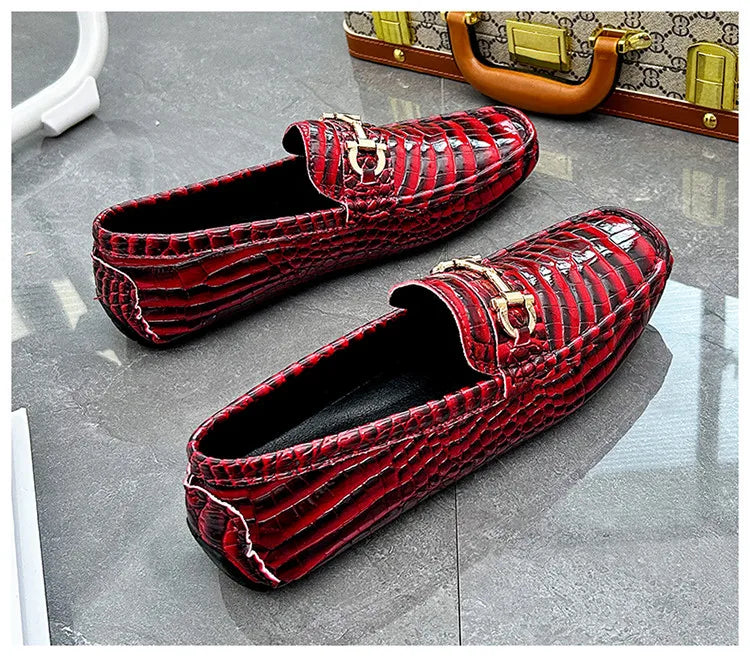 High Quality Luxury Green Snakeskin Leather Men Casual Comfort Lightweight Plus Size 48