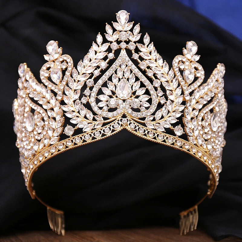 Royal Queen Crystal Bridal Pageant Crown Combs Headdress Jewelry Accessories