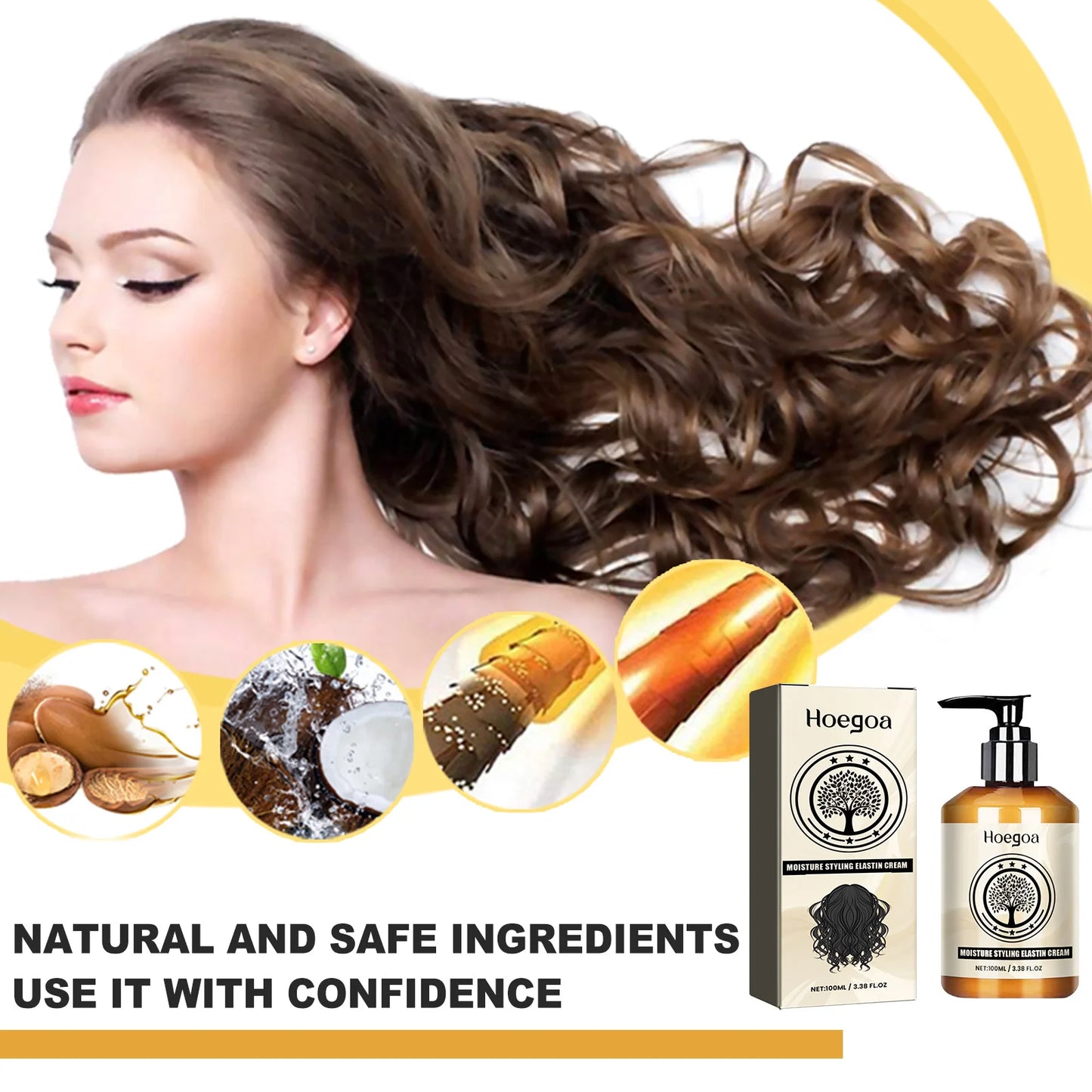 Hair Curling Cream Styling Sculpting Frizzy Wavy Boost Elastin Volumizing Hair Nourishing