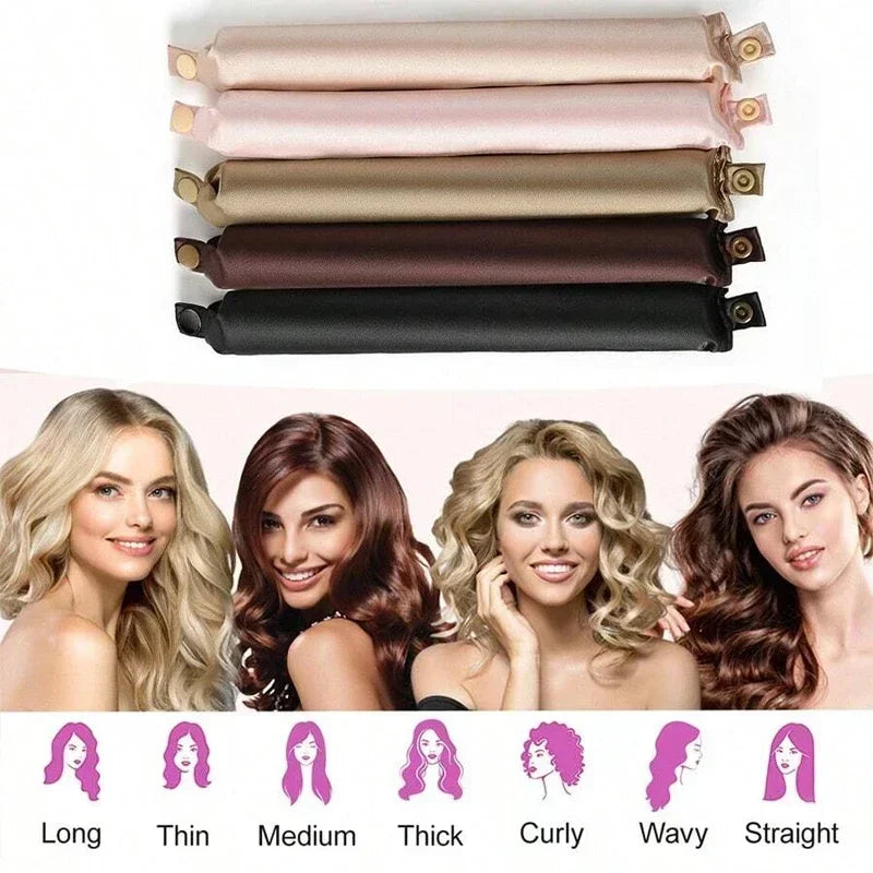 Heatless No Heat Hair Rollers Satin Curling Rod Soft Curlers Sleeping Flex Rods Styling Tools