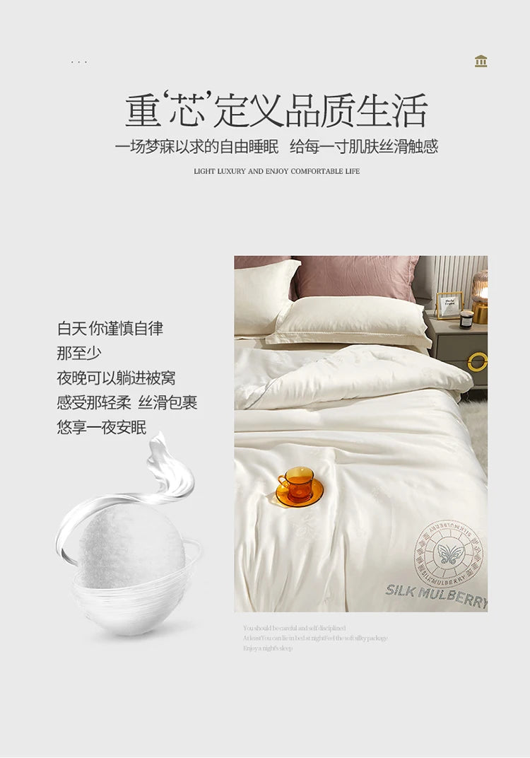 100% Mulberry silk with warm thickened quilt core 5kg winter comforter cotton cover spring autumn home quilt luxury blanket