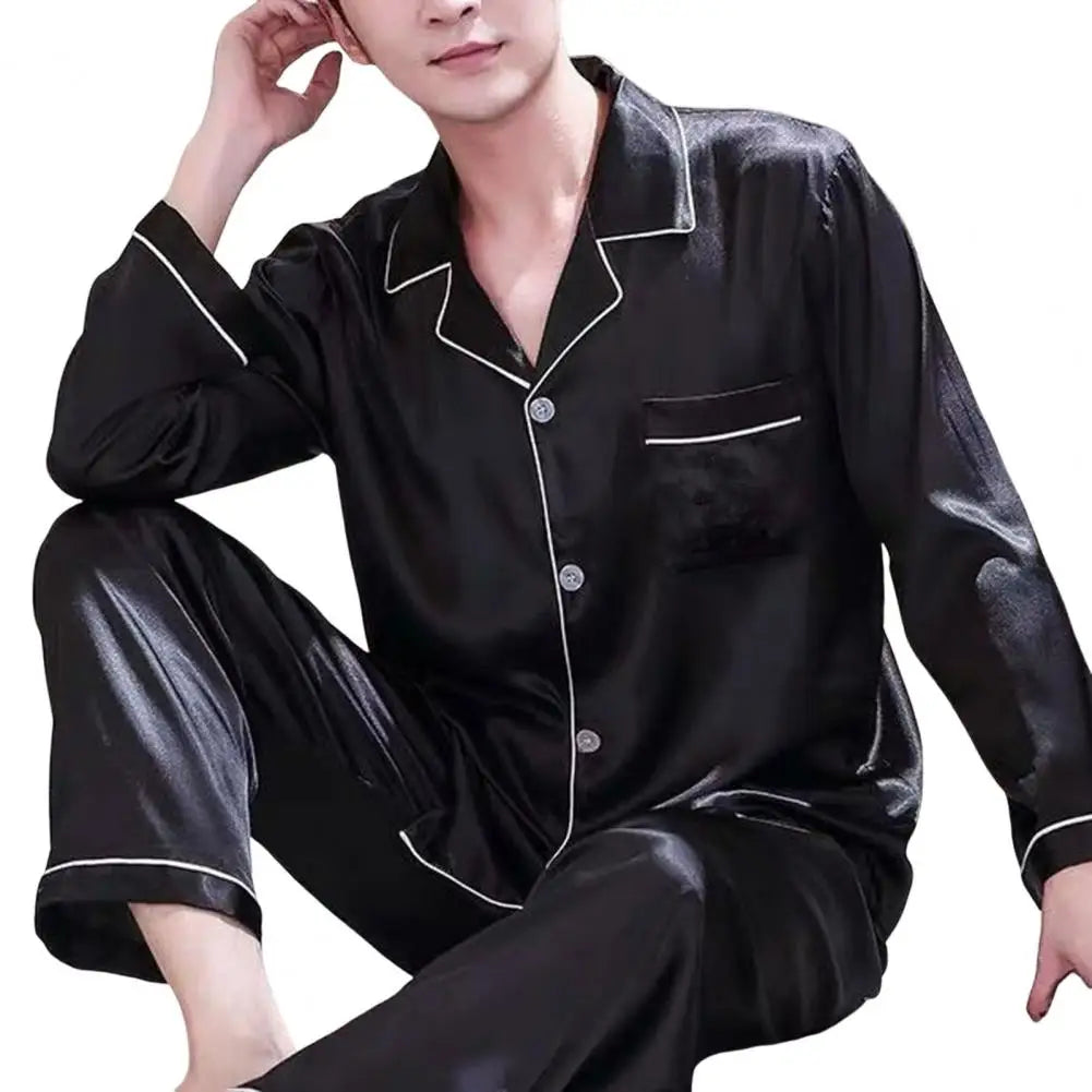 Pajama Sets For Men's Satin Silk
