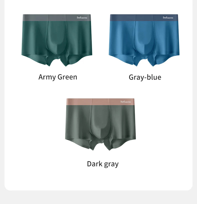 4Pcs Traceless Breathable Silky Antibacterial Men Boxers Trunks