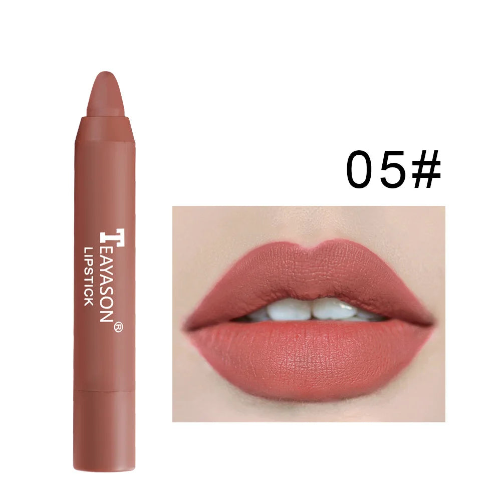 12 Colors Velvet Matte Lipstick Pen Waterproof Lasting Nude Crayon