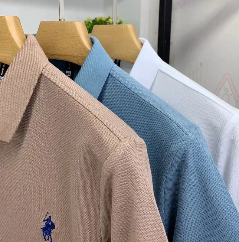 100% Cotton Breathable Short Sleeve Men's T-shirts Men Luxury Embroidery Relaxed POLO Shirt