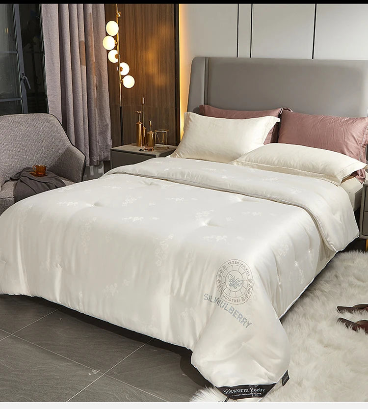 100% Mulberry silk with warm thickened quilt core 5kg winter comforter cotton cover spring autumn home quilt luxury blanket