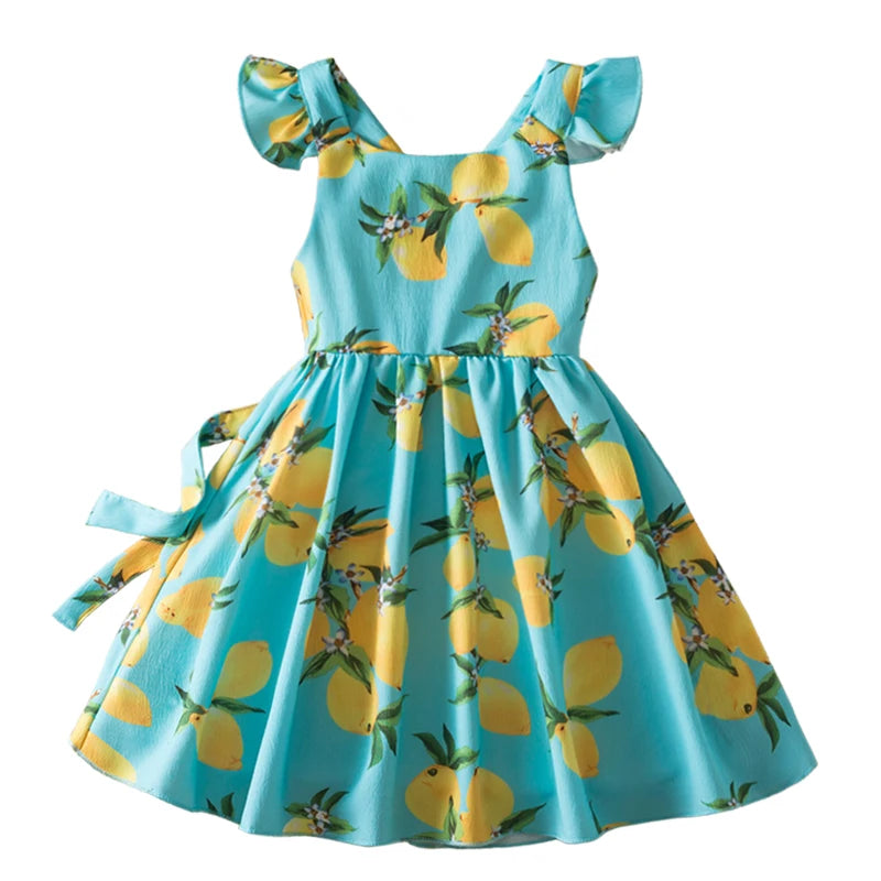 Beach Party Colorful Floral Print Backless Elegant Girl Party Dress