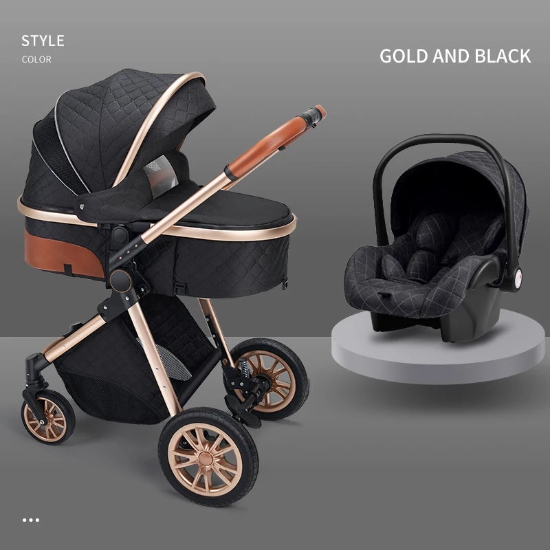 Luxury Baby Stroller 3 in 1 High Landscape Portable Infant Carrier w Car Seat