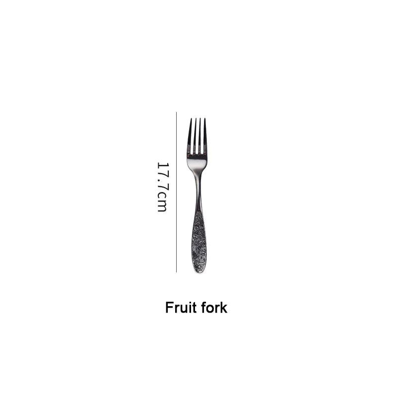 1/3Pieces Gold Cutlery Set Stainless Steel Vintage Western Dinnerware Luxury Tableware Engraving Forks Knive Spoons Sliverware