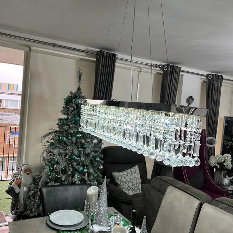 LED Crystal Chandelier Modern Dining Kitchen Hanging Pendant Lamp