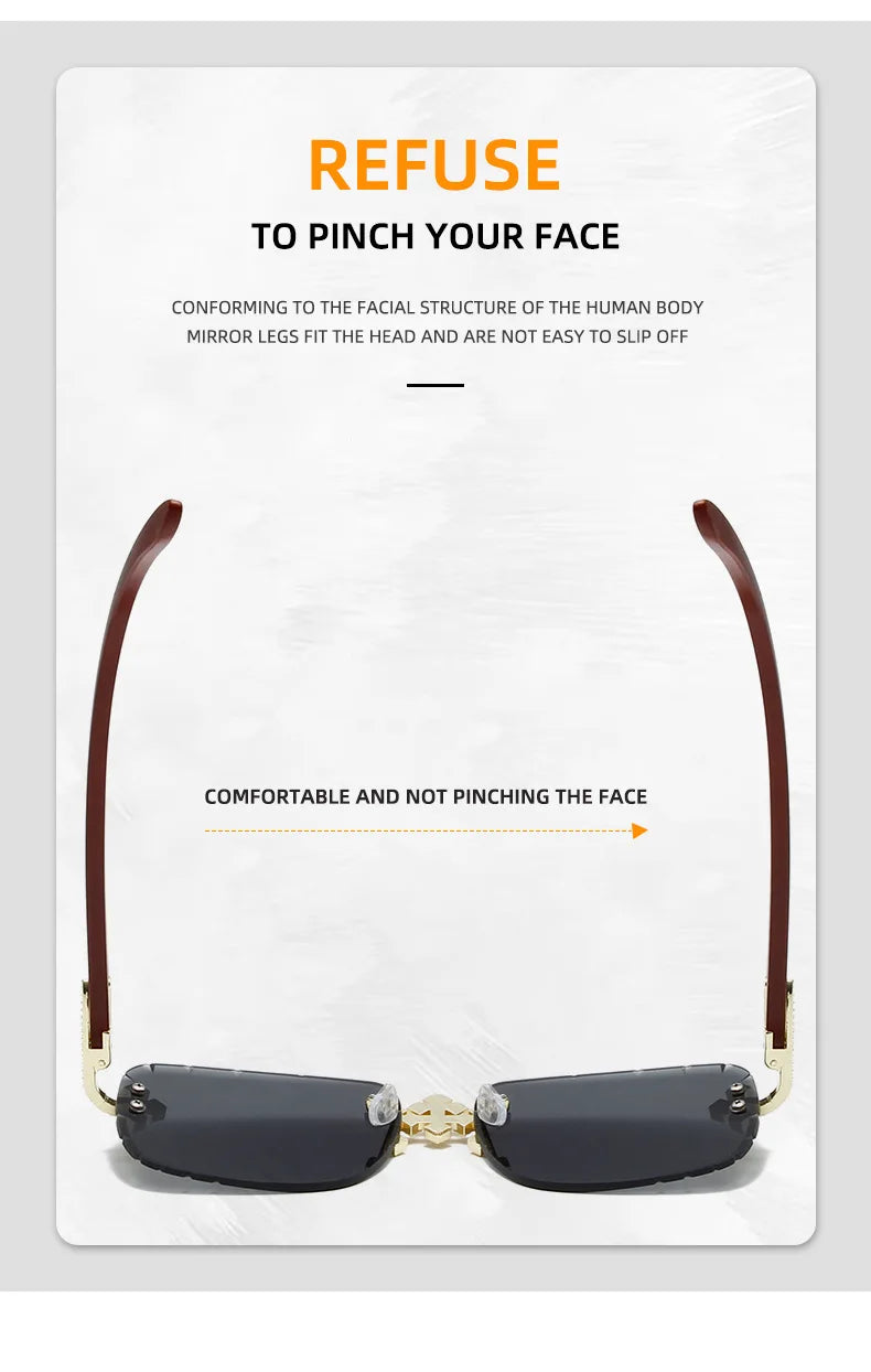 Luxury Steampunk Rimless Square Men Sunglasses UV400