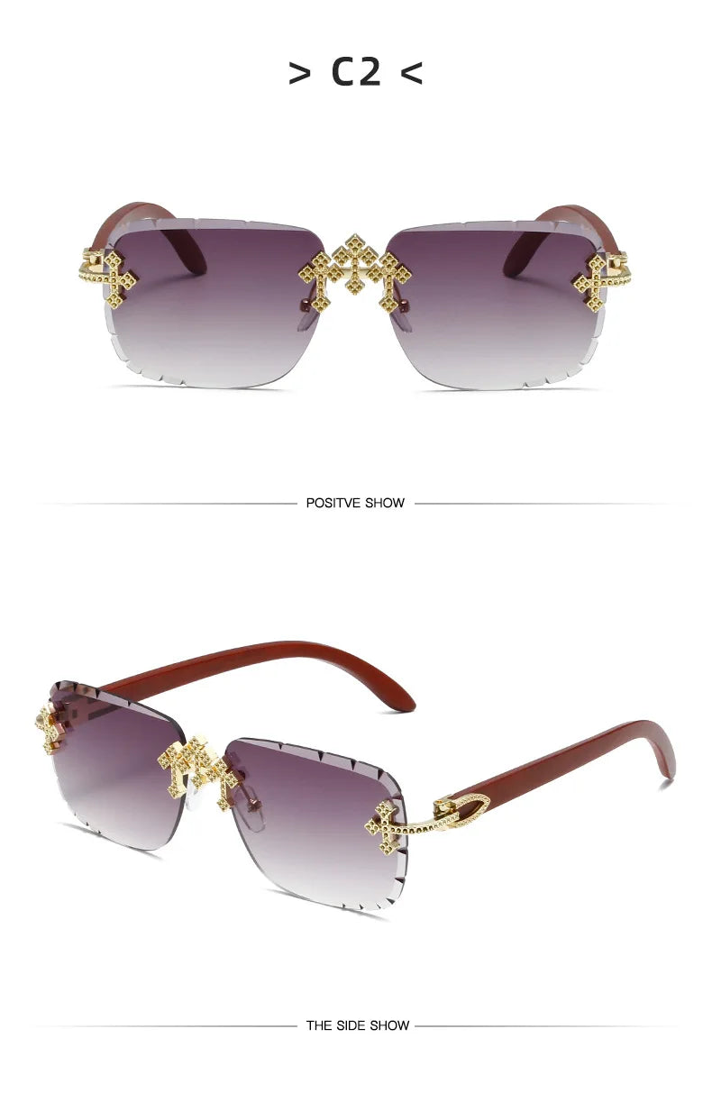Luxury Steampunk Rimless Square Men Sunglasses UV400