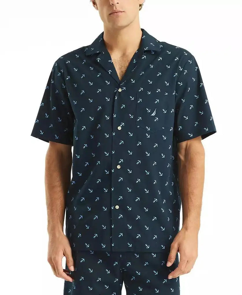 Nautica | Men's Crafted Printed Camp Sleep Pajama Shirt