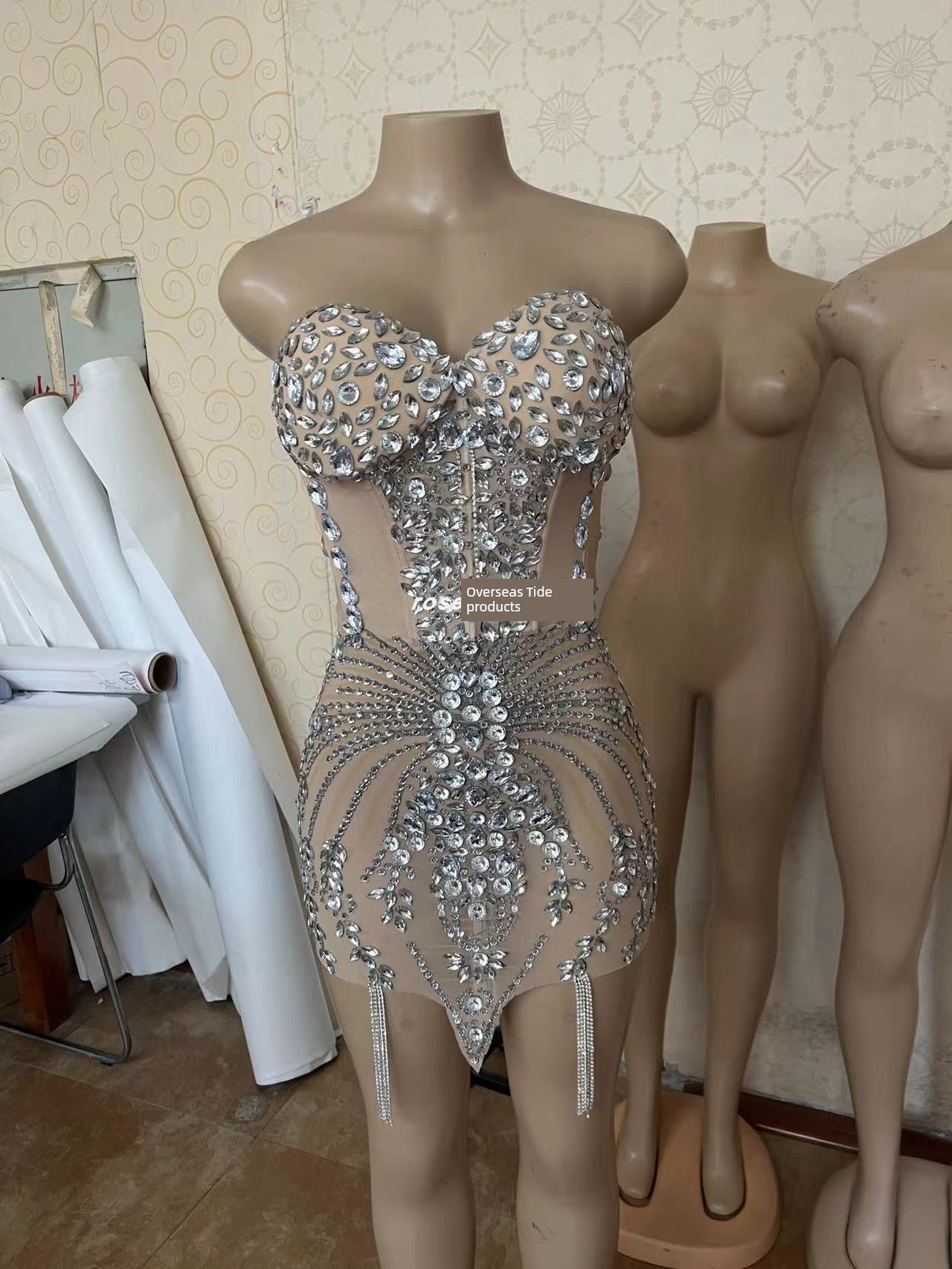 Shiny Crystal Luxury Women's Mini Dress Skirt Tube Elegant Evening Party