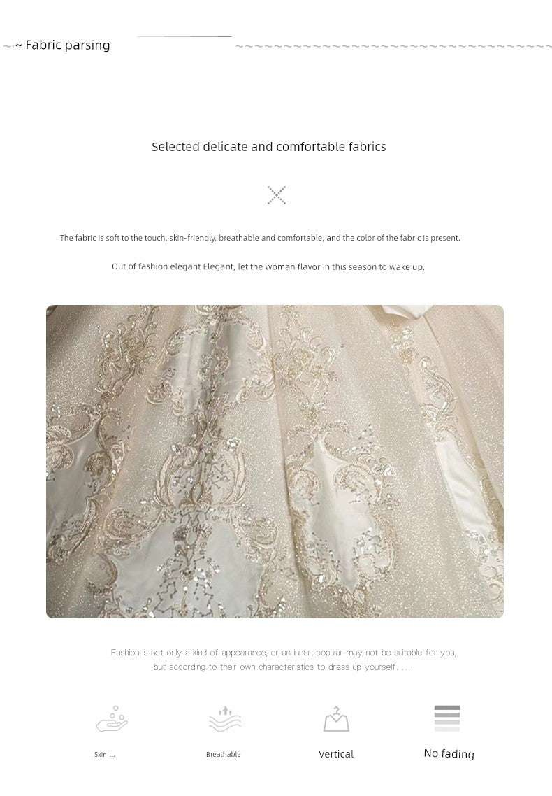 off-Shoulder French Royal Style Retro Wedding Dress