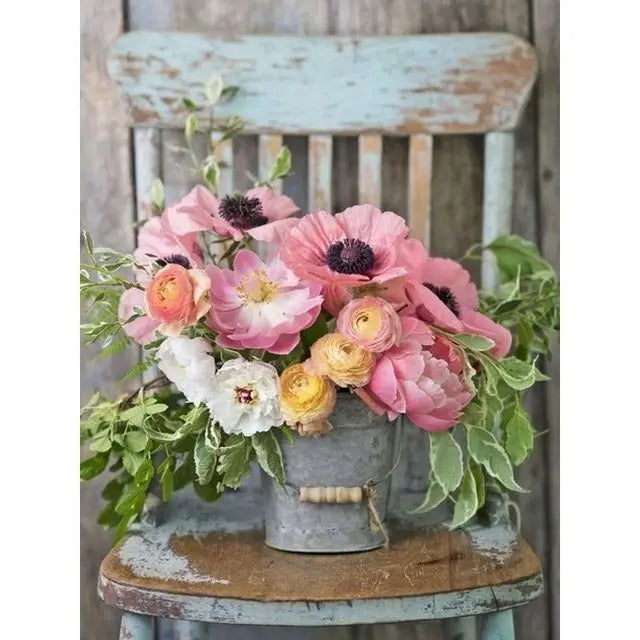 Pink Peony Flower Paintings Poster