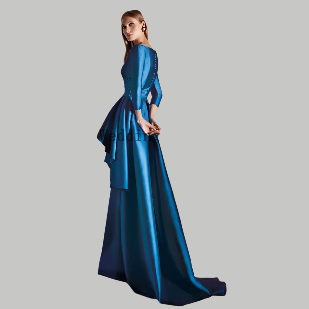 Elegant Mother Of The Bride Dresses V Neck 3/4 Sleeves Mermaid Dress Pleat Floor-Length-More colors