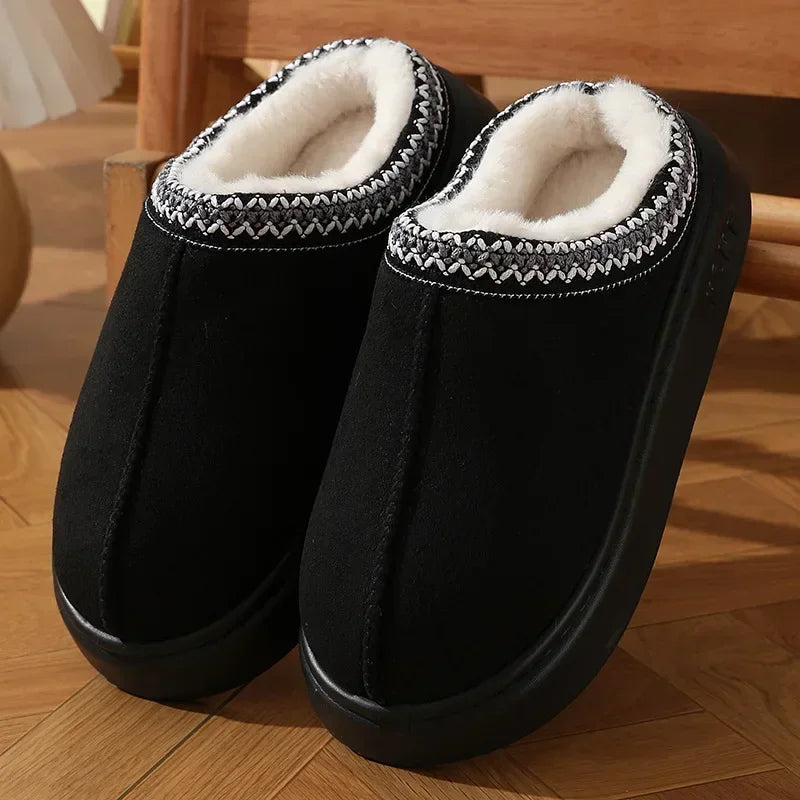 Winter Women's Soft Platform Slippers: Fleece Cotton Warm Shoes, Comfortable, Anti-Slip, Unisex Indoor Slippers