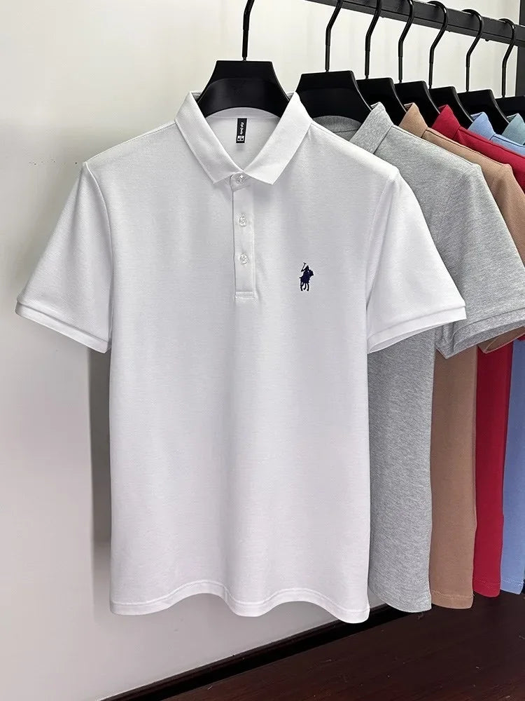 100% Cotton Breathable Short Sleeve Men's T-shirts Men Luxury Embroidery Relaxed POLO Shirt