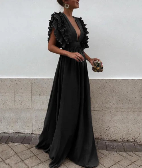 Elegant Sexy V-neck Backless Dress