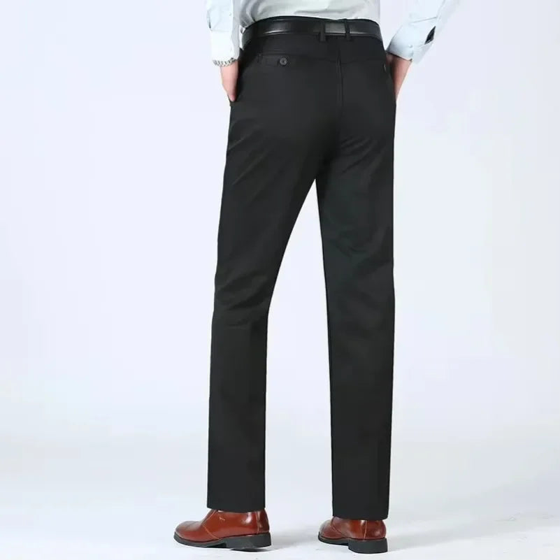 Summer Thin Cotton Men's Pants High Waist Straight Loose