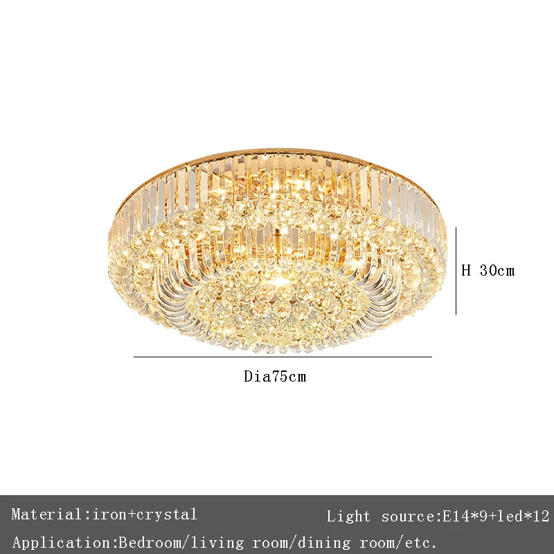 European Large Round Luxury Crystal Ceiling Chandelier