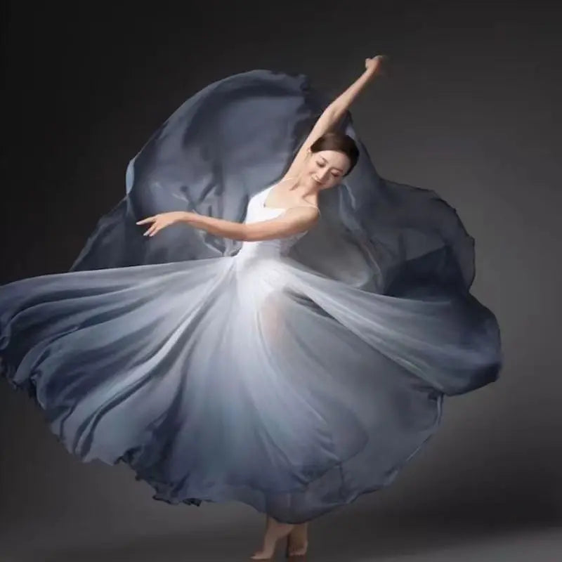 Women Classical Swing Dance Training Skirt Wrap Ethereal 720 Degree Skirt